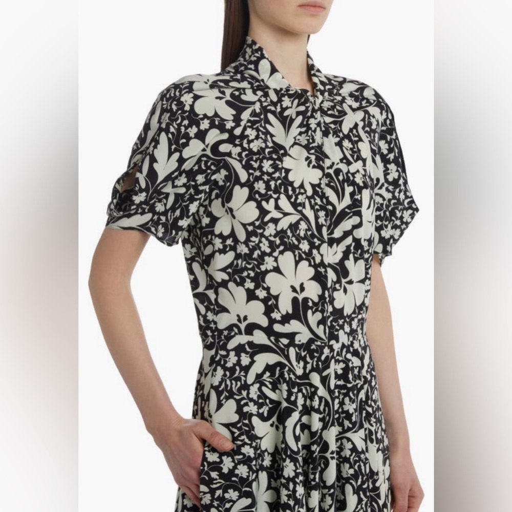 NWT $2220 Stella McCartney Floral Print Puff Sleeve Silk Dress - 10 US / 44 IT ! - Picture 4 of 5